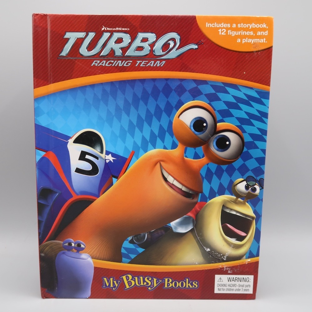 2013 Dreamworks TURBO‎ RACING TEAM My Busy Book 10 Figures & Playmat rare